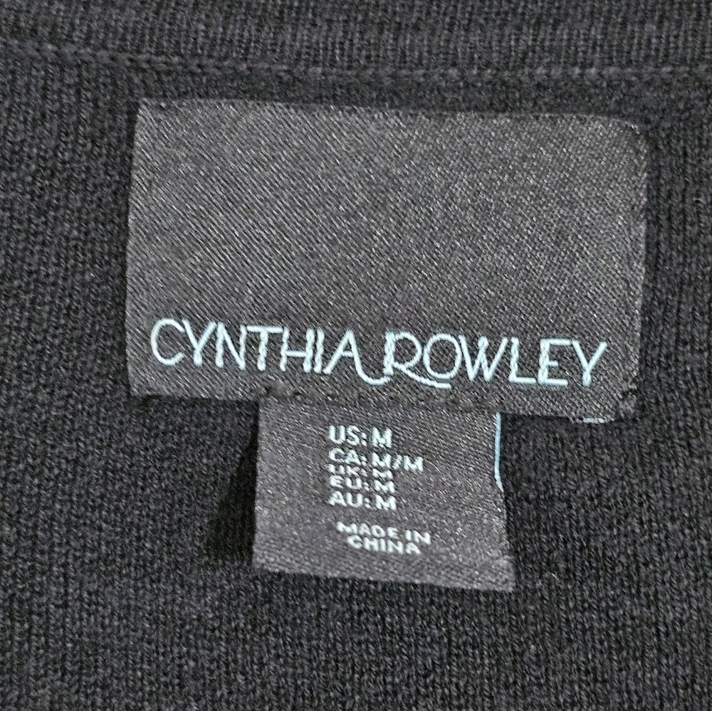 Cynthia Rowley Womens Medium Black Sweater Dress Gothic Pattern Flared Retro - Picture 5 of 7